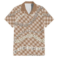 Brown Aloha Hawaii Shell Lei Family Matching Mermaid Dress and Hawaiian Shirt Palaka Hebrew Cone Honey Cowrie Elegant Curves LT14 Dad's Shirt - Short Sleeve Brown - Polynesian Pride