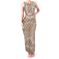 Brown Aloha Hawaii Shell Lei Family Matching Tank Maxi Dress and Hawaiian Shirt Palaka Hebrew Cone Honey Cowrie Elegant Curves LT14 Mom's Dress Brown - Polynesian Pride