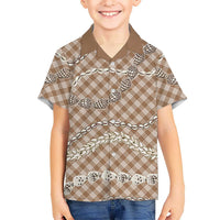Brown Aloha Hawaii Shell Lei Family Matching Tank Maxi Dress and Hawaiian Shirt Palaka Hebrew Cone Honey Cowrie Elegant Curves LT14 Son's Shirt Brown - Polynesian Pride
