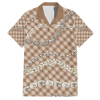 Brown Aloha Hawaii Shell Lei Hawaiian Shirt Palaka Hebrew Cone Honey Cowrie Elegant Curves - Polynesian Pride