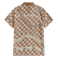 Brown Aloha Hawaii Shell Lei Hawaiian Shirt Palaka Hebrew Cone Honey Cowrie Elegant Curves - Polynesian Pride