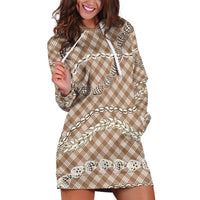 Brown Aloha Hawaii Shell Lei Hoodie Dress Palaka Hebrew Cone Honey Cowrie Elegant Curves - Polynesian Pride