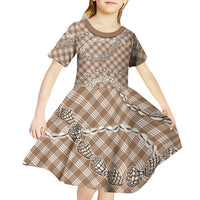 Brown Aloha Hawaii Shell Lei Kid Short Sleeve Dress Palaka Hebrew Cone Honey Cowrie Elegant Curves - Polynesian Pride