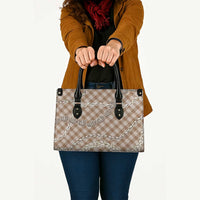 Brown Aloha Hawaii Shell Lei Leather Bag Palaka Hebrew Cone Honey Cowrie Elegant Curves - Polynesian Pride