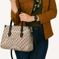 Brown Aloha Hawaii Shell Lei Leather Bag Palaka Hebrew Cone Honey Cowrie Elegant Curves - Polynesian Pride
