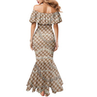 Brown Aloha Hawaii Shell Lei Mermaid Dress Palaka Hebrew Cone Honey Cowrie Elegant Curves - Polynesian Pride