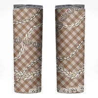 Brown Aloha Hawaii Shell Lei Skinny Tumbler Palaka Hebrew Cone Honey Cowrie Elegant Curves LT14 Brown - Polynesian Pride