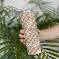 Brown Aloha Hawaii Shell Lei Skinny Tumbler Palaka Hebrew Cone Honey Cowrie Elegant Curves LT14 - Polynesian Pride