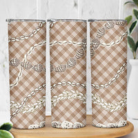 Brown Aloha Hawaii Shell Lei Skinny Tumbler Palaka Hebrew Cone Honey Cowrie Elegant Curves LT14 - Polynesian Pride