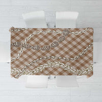 Brown Aloha Hawaii Shell Lei Tablecloth Palaka Hebrew Cone Honey Cowrie Elegant Curves - Polynesian Pride