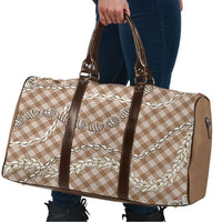 Brown Aloha Hawaii Shell Lei Travel Bag Palaka Hebrew Cone Honey Cowrie Elegant Curves - Polynesian Pride