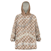 Brown Aloha Hawaii Shell Lei Wearable Blanket Hoodie Palaka Hebrew Cone Honey Cowrie Elegant Curves LT14 One Size Brown - Polynesian Pride