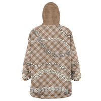 Brown Aloha Hawaii Shell Lei Wearable Blanket Hoodie Palaka Hebrew Cone Honey Cowrie Elegant Curves LT14 - Polynesian Pride