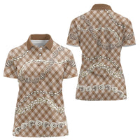 Brown Aloha Hawaii Shell Lei Women Polo Shirt Palaka Hebrew Cone Honey Cowrie Elegant Curves LT14 - Polynesian Pride
