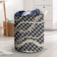 Black Aloha Hawaii Shell Lei Laundry Basket Palaka Hebrew Cone Honey Cowrie Elegant Curves - Polynesian Pride