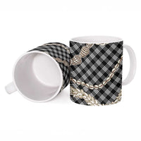 Black Aloha Hawaii Shell Lei Ceramic Mug Palaka Hebrew Cone Honey Cowrie Elegant Curves - Polynesian Pride