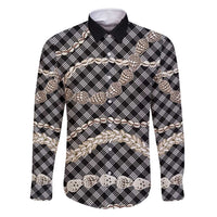 Black Aloha Hawaii Shell Lei Family Matching Summer Maxi Dress and Hawaiian Shirt Palaka Hebrew Cone Honey Cowrie Elegant Curves - Polynesian Pride