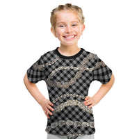 Black Aloha Hawaii Shell Lei Kid T Shirt Palaka Hebrew Cone Honey Cowrie Elegant Curves - Polynesian Pride
