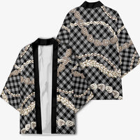 Black Aloha Hawaii Shell Lei Kimono Palaka Hebrew Cone Honey Cowrie Elegant Curves - Polynesian Pride