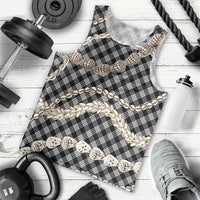 Black Aloha Hawaii Shell Lei Men Tank Top Palaka Hebrew Cone Honey Cowrie Elegant Curves - Polynesian Pride