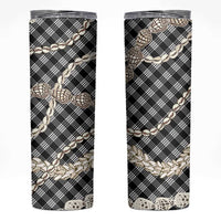 Black Aloha Hawaii Shell Lei Skinny Tumbler Palaka Hebrew Cone Honey Cowrie Elegant Curves - Polynesian Pride