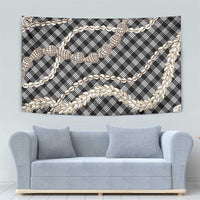 Black Aloha Hawaii Shell Lei Tapestry Palaka Hebrew Cone Honey Cowrie Elegant Curves - Polynesian Pride