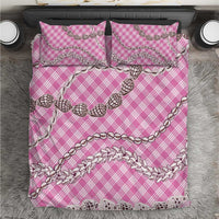 Pink Aloha Hawaii Shell Lei Bedding Set Palaka Hebrew Cone Honey Cowrie Elegant Curves - Polynesian Pride
