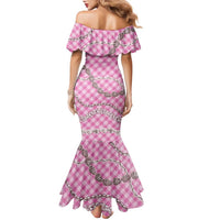 Pink Aloha Hawaii Shell Lei Family Matching Mermaid Dress and Hawaiian Shirt Palaka Hebrew Cone Honey Cowrie Elegant Curves LT14 - Polynesian Pride