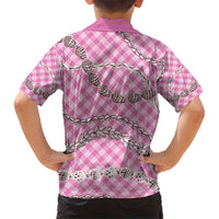 Pink Aloha Hawaii Shell Lei Kid Hawaiian Shirt Palaka Hebrew Cone Honey Cowrie Elegant Curves - Polynesian Pride