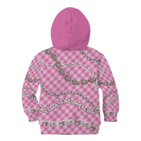 Pink Aloha Hawaii Shell Lei Kid Hoodie Palaka Hebrew Cone Honey Cowrie Elegant Curves - Polynesian Pride