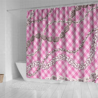 Pink Aloha Hawaii Shell Lei Shower Curtain Palaka Hebrew Cone Honey Cowrie Elegant Curves - Polynesian Pride