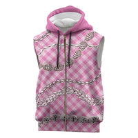 Pink Aloha Hawaii Shell Lei Sleeveless Zip Hoodie Palaka Hebrew Cone Honey Cowrie Elegant Curves LT14 Pink - Polynesian Pride