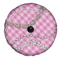 Pink Aloha Hawaii Shell Lei Spare Tire Cover Palaka Hebrew Cone Honey Cowrie Elegant Curves - Polynesian Pride