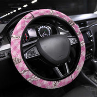 Pink Aloha Hawaii Shell Lei Steering Wheel Cover Palaka Hebrew Cone Honey Cowrie Elegant Curves - Polynesian Pride