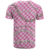 Pink Aloha Hawaii Shell Lei T Shirt Palaka Hebrew Cone Honey Cowrie Elegant Curves - Polynesian Pride