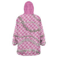 Pink Aloha Hawaii Shell Lei Wearable Blanket Hoodie Palaka Hebrew Cone Honey Cowrie Elegant Curves - Polynesian Pride