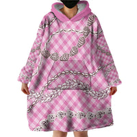 Pink Aloha Hawaii Shell Lei Wearable Blanket Hoodie Palaka Hebrew Cone Honey Cowrie Elegant Curves - Polynesian Pride