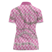 Pink Aloha Hawaii Shell Lei Women Polo Shirt Palaka Hebrew Cone Honey Cowrie Elegant Curves LT14 - Polynesian Pride