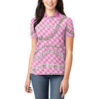 Pink Aloha Hawaii Shell Lei Women Polo Shirt Palaka Hebrew Cone Honey Cowrie Elegant Curves - Polynesian Pride