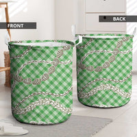 Green Aloha Hawaii Shell Lei Laundry Basket Palaka Hebrew Cone Honey Cowrie Elegant Curves - Polynesian Pride