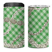 Green Aloha Hawaii Shell Lei 4 in 1 Can Cooler Tumbler Palaka Hebrew Cone Honey Cowrie Elegant Curves - Polynesian Pride