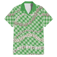 Green Aloha Hawaii Shell Lei Family Matching Off The Shoulder Long Sleeve Dress and Hawaiian Shirt Palaka Hebrew Cone Honey Cowrie Elegant Curves LT14 Dad's Shirt - Short Sleeve Green - Polynesian Pride