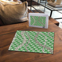 Green Aloha Hawaii Shell Lei Puzzle Palaka Hebrew Cone Honey Cowrie Elegant Curves - Polynesian Pride