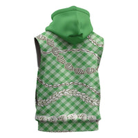 Green Aloha Hawaii Shell Lei Sleeveless Zip Hoodie Palaka Hebrew Cone Honey Cowrie Elegant Curves LT14 - Polynesian Pride