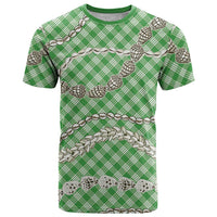 Green Aloha Hawaii Shell Lei T Shirt Palaka Hebrew Cone Honey Cowrie Elegant Curves - Polynesian Pride