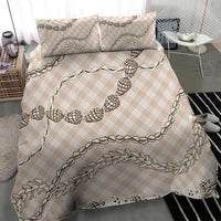 Beige Aloha Hawaii Shell Lei Bedding Set Palaka Hebrew Cone Honey Cowrie Elegant Curves - Polynesian Pride