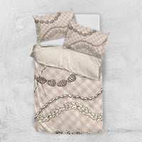 Beige Aloha Hawaii Shell Lei Bedding Set Palaka Hebrew Cone Honey Cowrie Elegant Curves - Polynesian Pride