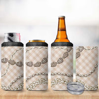 Beige Aloha Hawaii Shell Lei 4 in 1 Can Cooler Tumbler Palaka Hebrew Cone Honey Cowrie Elegant Curves - Polynesian Pride