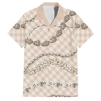 Beige Aloha Hawaii Shell Lei Family Matching Mermaid Dress and Hawaiian Shirt Palaka Hebrew Cone Honey Cowrie Elegant Curves LT14 Dad's Shirt - Short Sleeve Beige - Polynesian Pride