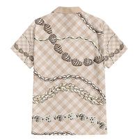 Beige Aloha Hawaii Shell Lei Family Matching Mermaid Dress and Hawaiian Shirt Palaka Hebrew Cone Honey Cowrie Elegant Curves - Polynesian Pride